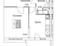 1-комнатная квартира площадью 37.66 кв.м, 2-я Муравская | цена 5 371 521 руб. | www.metrprice.ru