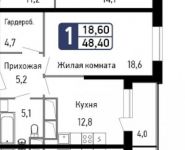 1-комнатная квартира площадью 48.4 кв.м, бульвар Маршала Рокоссовского, 6к1А | цена 3 389 694 руб. | www.metrprice.ru