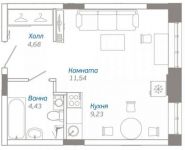 1-комнатная квартира площадью 29.9 кв.м, Внуковское шоссе, вл11А | цена 3 164 000 руб. | www.metrprice.ru