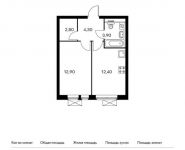 1-комнатная квартира площадью 36.3 кв.м,  | цена 4 403 190 руб. | www.metrprice.ru