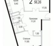 2-комнатная квартира площадью 52.3 кв.м, Барышевская Роща ул. | цена 4 602 400 руб. | www.metrprice.ru