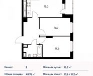 2-комнатная квартира площадью 48 кв.м, Опытное поле мкр | цена 5 095 695 руб. | www.metrprice.ru