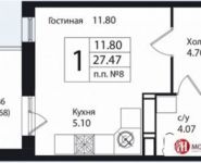 1-комнатная квартира площадью 30.5 кв.м, 6-я Нововатутинская улица, 3 | цена 2 620 000 руб. | www.metrprice.ru