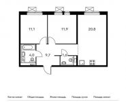 2-комнатная квартира площадью 59.1 кв.м,  | цена 5 419 470 руб. | www.metrprice.ru