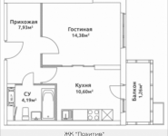 1-комнатная квартира площадью 38.69 кв.м, Родниковая, корп.5 | цена 4 046 974 руб. | www.metrprice.ru