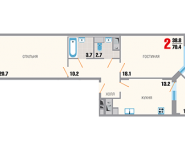 2-комнатная квартира площадью 70.4 кв.м, Липовая аллея, 10 | цена 4 435 200 руб. | www.metrprice.ru