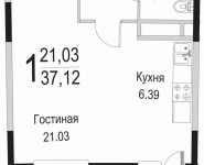 1-комнатная квартира площадью 37 кв.м в ЖК "Прима Парк", улица Барышевская Роща, 24 | цена 3 457 000 руб. | www.metrprice.ru