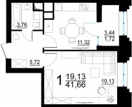 1-комнатная квартира площадью 41 кв.м, улица Берзарина, 28 | цена 8 922 500 руб. | www.metrprice.ru