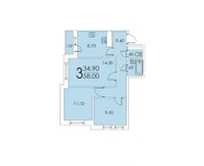 3-комнатная квартира площадью 58 кв.м, посёлок Сенеж, 23 | цена 3 105 900 руб. | www.metrprice.ru
