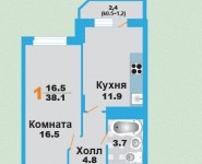 1-комнатная квартира площадью 38 кв.м,  | цена 2 800 000 руб. | www.metrprice.ru