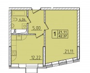 1-комнатная квартира площадью 42 кв.м, улица Ахматовой, 24 | цена 3 742 366 руб. | www.metrprice.ru