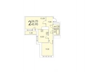 2-комнатная квартира площадью 45.9 кв.м, Ромашковая улица, 23 | цена 2 495 812 руб. | www.metrprice.ru