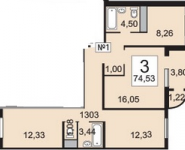 3-комнатная квартира площадью 75 кв.м, Крымская улица, 21к1 | цена 5 600 000 руб. | www.metrprice.ru