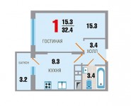 1-комнатная квартира площадью 29 кв.м,  | цена 2 450 000 руб. | www.metrprice.ru