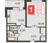1-комнатная квартира площадью 50.7 кв.м, Мичуринский проспект, 26 | цена 14 850 000 руб. | www.metrprice.ru