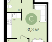 1-комнатная квартира площадью 31.3 кв.м,  | цена 2 300 000 руб. | www.metrprice.ru