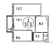2-комнатная квартира площадью 51.2 кв.м, улица Кирова, 78к1 | цена 2 250 000 руб. | www.metrprice.ru