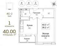 1-комнатная квартира площадью 40 кв.м, бульвар Андрея Тарковского, 5 | цена 5 100 000 руб. | www.metrprice.ru