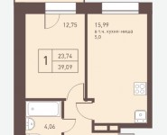 1-комнатная квартира площадью 39.09 кв.м,  | цена 2 900 444 руб. | www.metrprice.ru