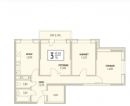3-комнатная квартира площадью 76.59 кв.м,  | цена 3 140 000 руб. | www.metrprice.ru