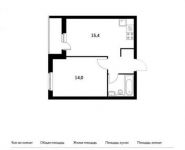 1-комнатная квартира площадью 36.9 кв.м, Ленинский проспект, 20 | цена 5 092 200 руб. | www.metrprice.ru