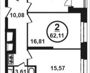 2-комнатная квартира площадью 62.1 кв.м, Петра Алексеева ул., 12АС2 | цена 10 505 161 руб. | www.metrprice.ru