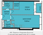 2-комнатная квартира площадью 39.74 кв.м, Октябрьская, к5 | цена 3 522 558 руб. | www.metrprice.ru