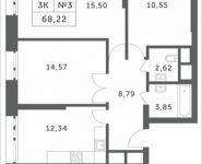 3-комнатная квартира площадью 68.22 кв.м, Мякининское шоссе, 3 | цена 6 671 916 руб. | www.metrprice.ru