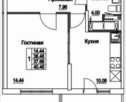 1-комнатная квартира площадью 40.46 кв.м, 2-я Муравская, корп.7 | цена 5 156 362 руб. | www.metrprice.ru