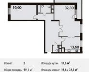 2-комнатная квартира площадью 99.1 кв.м, Нагатинский 1-й пр., 11 | цена 19 550 845 руб. | www.metrprice.ru