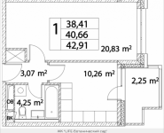 1-комнатная квартира площадью 40.66 кв.м, Лазоревый пр., 3, корп.7 | цена 9 022 657 руб. | www.metrprice.ru