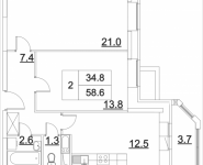 2-комнатная квартира площадью 58.9 кв.м, Транспортный проезд, 15 | цена 5 426 457 руб. | www.metrprice.ru