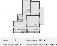 3-комнатная квартира площадью 105.2 кв.м, Мичуринский просп., 26 | цена 29 666 400 руб. | www.metrprice.ru