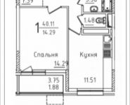 1-комнатная квартира площадью 40.1 кв.м в ЖК «Михайлова, 31», Михайлова ул., 31 | цена 5 545 047 руб. | www.metrprice.ru