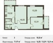 3-комнатная квартира площадью 72 кв.м, Центральная ул. | цена 7 090 156 руб. | www.metrprice.ru