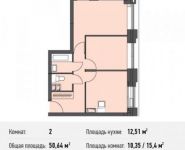 2-комнатная квартира площадью 50.6 кв.м в Микрорайон "Домашний", Олимпийский проспект, с10 | цена 7 838 870 руб. | www.metrprice.ru