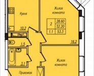 2-комнатная квартира площадью 53.3 кв.м, Загорьевская улица, 25 | цена 3 220 866 руб. | www.metrprice.ru