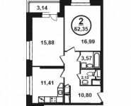 2-комнатная квартира площадью 62 кв.м, Петра Алексеева ул., 12АС4 | цена 10 194 225 руб. | www.metrprice.ru