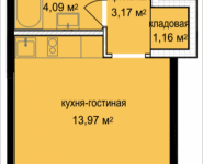 1-комнатная квартира площадью 22.49 кв.м, Октябрьская, 4, корп.4 | цена 2 352 200 руб. | www.metrprice.ru