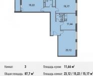 3-комнатная квартира площадью 87.7 кв.м, Белорусская ул., 10 | цена 5 617 185 руб. | www.metrprice.ru