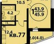 1-комнатная квартира площадью 45.9 кв.м в ЖК "Изумрудная 24", Изумрудная ул., 24 | цена 9 180 000 руб. | www.metrprice.ru