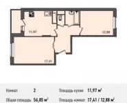 2-комнатная квартира площадью 56.8 кв.м, Богородский мкр, 14 | цена 3 524 700 руб. | www.metrprice.ru