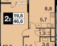 2-комнатная квартира площадью 46.6 кв.м, Строителей ул. | цена 4 044 000 руб. | www.metrprice.ru