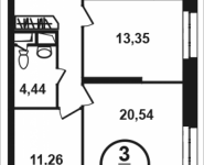 3-комнатная квартира площадью 74.09 кв.м, Петра Алексеева, 12а, корп.4 | цена 10 839 367 руб. | www.metrprice.ru