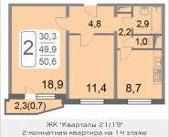 2-комнатная квартира площадью 50.6 кв.м, 2-й Грайвороновский проезд влд 38 к5, корп.5 | цена 7 931 550 руб. | www.metrprice.ru