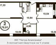 3-комнатная квартира площадью 79.91 кв.м, Петра Алексеева, 12а, корп.3 | цена 12 368 264 руб. | www.metrprice.ru