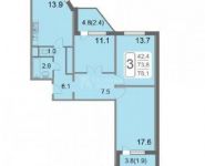 3-комнатная квартира площадью 78.1 кв.м, 2-й Грайвороновский проезд, 38к1 | цена 11 458 832 руб. | www.metrprice.ru