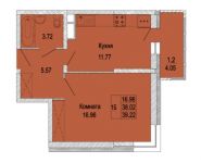 1-комнатная квартира площадью 39.22 кв.м, Правдинский гск, 4 | цена 2 409 677 руб. | www.metrprice.ru