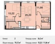 2-комнатная квартира площадью 70.1 кв.м, Донецкая улица, 30с29 | цена 14 207 014 руб. | www.metrprice.ru