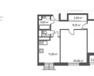 2-комнатная квартира площадью 65.2 кв.м, Софьи Ковалевской ул, 20 | цена 11 211 140 руб. | www.metrprice.ru
